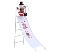 Centrotavola per le festività festive - Decorazione per diapositive di alci, ornamento del tavolo di Natale, esposizione di figurine di neve, accento stagionale della fattoria | Arredamento da tavolo