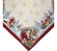 Centrotavola Quadrata Natalizia in tessuto Gobelin Piazzato, Tovaglietta con motivo natale, Decorazioni Natalizie per Tavola, 100% Made in Italy (Santa, Centrotavola 90 x 90 cm)