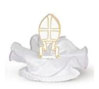 centrotorta Topper CRESIMA - DONNA femmina - simbolo MITRIA cappello Vescovo con Bastone - ideale come decorazione torte e dolci - statua STATUINA medaglione