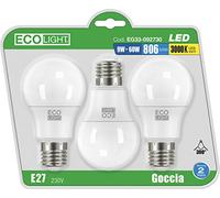 Century Goccia LED, Attacco E27, 8.8 W, 3000 K, 806 Lm, Set di 3 Pezzi, Bianco, 3 unità