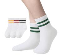 Century Star Set di 4 paia di calzini sportivi per bambini in cotone con suola Grip, taglie 23-38, per ragazzi e ragazze, ideali per tennis, pallamano e scuola, traspiranti, polsini elastici, Rosso,