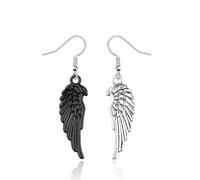 CENWA Orecchini pendenti a forma di ali d'angelo, colore bianco e nero, ideali come regalo di compleanno per donne, 3.5*1.2, Metallo