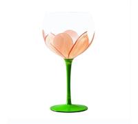 Cenz-888 Bicchieri d'acqua Calice in vetro dipinto a mano con fiori, bicchieri da vino con stelo fresco e colorato da 20,6 once per la cucina di casa(Orange)