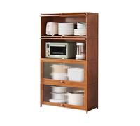 Cenz-888 Mobile Buffet Credenza da Cucina a 4 Ripiani con Ante in Vetro e Scomparti for caffè tè, 80 cm