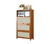 Cenz-888 Mobile Buffet Credenza da Cucina Alta Marrone a 4 Ripiani con Scomparti for caffè e tè, Altezza 70 cm