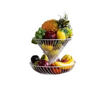 Cenz-888 Portafrutta Cesto di frutta a doppio strato, minimalista, portafrutta, portaverdure(Bianco)