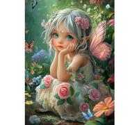 CEOVR Diamond Painting Kit Completo Fata dei Fiori 5D Diamond Painting,Diamond Painting Adulto,30x40 cm Pittura Diamante,Rosa e Farfalla Diamanti Painting,Painting Diamond 5D