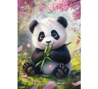CEOVR Panda Diamond Painting Kit completo, Kit Diamond Painting 5D, Panda y Flores Pintura Diamante 5D 30x40 cm, Pintura de Diamantes para Adultos, Animales Lindos