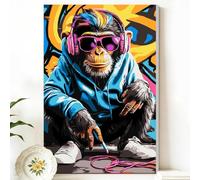 CEOVR Scimmia Dipingere con i Numeri con Telaio, 20x30cm DIY Paint by Numbers Kits Animale, Dipingi con i Numeri per Principiante, Principianti Con 3 Penne