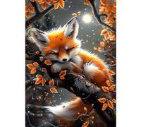 CEOVR Volpi Diamond Painting Kit,30x40cm Pittura Diamante Kits,Mosaico Diamanti Painting,Volpi Che Dormono Sugli Alberi