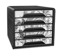 CEP Blocco di archiviazione Modulo Organizzatore 5 Cassetti Stoccaggio documenti Scrivania Smoove stampato Black Tropical