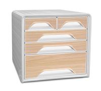 CEP Blocco di archiviazione Modulo Organizzatore 5 cassetti variegati Conservazione documenti Scrivania Smoove Silva Cassetto Bianco/Stampa Legno Faggio