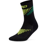 CEP Core Run Merino Socks Mid Cut 3.0, calze da running, donna, nero 34-37 Black/Lime