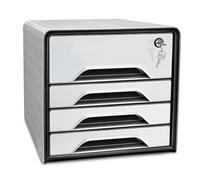 CEP - Schedario smoove Secure, 4 cassetti, bianco/nero