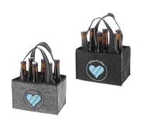 Cepewa Bellissima borsa,portabottiglie,portabottiglie,portabottiglie,porta birra Heimatliebe per 6 bottiglie in feltro di poliestere, Grigio, antracite, Borsa da viaggio