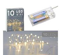 Catena luminosa con micro fili, a forma di stella, colore bianco caldo, argento, a batteria, illuminazione natalizia (1 x 10 LED micro fili)