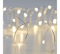 Cepewa Catena luminosa con micro fili, a forma di stella, colore bianco caldo, argento, a batteria, illuminazione natalizia con timer (1 x 10 LED, catena luminosa da 120 cm)