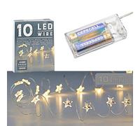 Cepewa Catena luminosa con micro fili, a forma di stella, colore bianco caldo, argento, con batteria decorativa, timer (1 catena di luci a 40 LED)