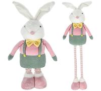Cepewa Coniglio pasquale Peter con gambe telescopiche, max. altezza 85 cm, in poliestere, rosa, verde, giallo, gambe in metallo, coniglietto per decorazione pasquale (1 coniglietto pasquale da 85 cm)