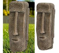 Cepewa Moai - Statuetta da giardino a forma di testa in terracotta, 16 x 40,5 cm, oro, scultura con statua di pietra, design a isola di Pasqua (1 testa Moai oro H41 cm)