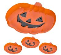 Cepewa Set di 4 piatti decorativi "Pumpkin", in plastica, arancione, nero, 30 x 2,5 x 27 cm, decorazione da tavolo di zucca