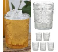 Cepewa Set di 6 bicchieri "Mandala" | Ø 8 x 10 cm 300 ml vetro trasparente | bicchieri per bevande con decorazioni adesive per pavimento (1 set di 6 bicchieri "Mandala" bianco)