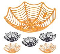 Cepewa Set di 6 ciotole per ragni | 3 x arancioni 3 x nero 29 x 7 cm plastica | cestino decorativo effetto ragnatela per Halloween