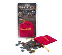 Cephalofair Games: Gloomhaven: Metal Coin Upgrade - 60 Coins & Drawstring Bag, B