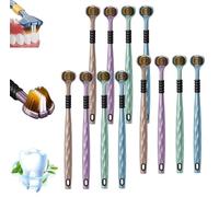 Cepillo Dental De Limpieza Multiángulo De Tres Cabezales, Spazzolino da denti a tre teste multi-angolo, 3 lati, pulizia a 360°, cura di denti e gengive per adulti (12 pezzi)