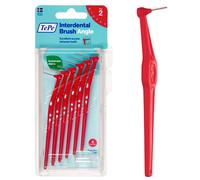 Cepillo interdental angular TEPE para limpieza dental (paquete de 6), 0,5 mm, espacios extrapeque os/peque os, rojo, talla 2