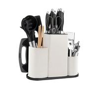 Ceppi Portacoltelli Vuoti, 4 in 1 Ceppo Coltelli da Cucina Universale, Blocco Porta Coltelli Quadrato, Ceppo Portacoltelli da Cucina, Bloque de Cuchillos Pratico, Soporte Cuchillos Cocina (Bianco)