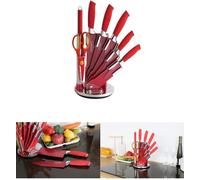Ceppo Coltelli 8 Pezzi Royalty Line RL-RED8-W Rosso Con Manico Antiscivolo