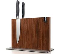 Ceppo coltelli da cucina magnetico XL con affilacoltelli integrato. Porta coltelli magnetico da cucina in legno massiccio. Ceppo coltelli da cucina professionali robusto ed elegante. (Acacia)