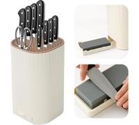 Ceppo Coltelli Da Cucina Vuoto, 4 in 1 Ceppo Portacoltelli Con Cote E Slot Port