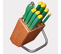 Ceppo coltelli in legno di faggio 27x14,5xh24 cm con 8 coltelli modello imperiale verde