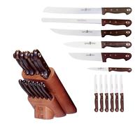 Ceppo coltelli in legno modello tondo con 12 coltelli 23x14xh21 cm