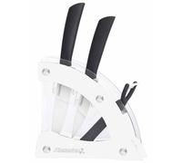 Ceppo con 2 Coltelli in Ceramica e Pelaverdure Alexander Vela Bianco