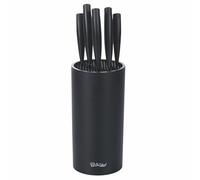 Ceppo con 5 coltelli in acciaio inox, lama effetto martellato, nero, SìChef