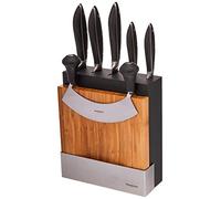 Ceppo Portacoltelli in Legno 5 Coltelli Forgiati + Mezzaluna e Tagliere Ghidini