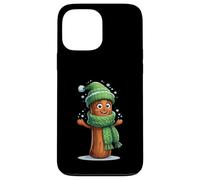 Ceppo invernale carino con berretto e sciarpa verdi Custodia per iPhone 13 Pro Max