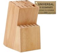 Ceppo per coltelli da cucina universale 15 pezzi. Porta coltelli da cucina realizzato in legno massiccio. Supporto per i coltelli robusto ed elegante. Portacoltelli da cuccina (Quercia)