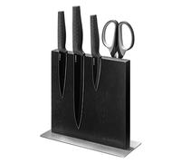 Navaris Porta Coltelli da Cucina - Ceppo Portacoltelli Doppio Lato Magnetico - Tavoletta con Calamita Magnetica Rivestita in Legno Nero