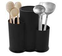 Ceppo portacoltelli 3 in 1 senza coltello, nero, universale, rotondo, portacoltelli, in plastica, protezione della lama, supporto per coltelli da cucina, adatto per tutti i coltelli da cucina