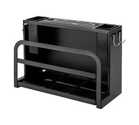Ceppo portacoltelli in acciaio al carbonio nero, senza coltello, portacoltelli universale con porta utensili, per taglieri, stoccaggio in cucina, diverse fessure larghe (nero)