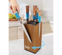 Ceppo portacoltelli magnetico, girevole a 360 gradi, magnetico, senza coltello, in legno, universale, supporto magnetico per coltelli da cucina, supporto magnetico