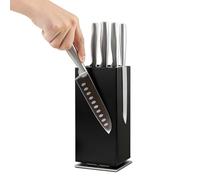 Ceppo portacoltelli magnetico in legno, girevole a 360°, universale, con calamite ultra potenti a quattro lati, setole rimovibili per piano di lavoro della cucina