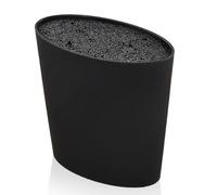 Ceppo portacoltelli nero 6x8 pollici resistente alla corrosione, portacoltelli stabile con fori di scarico, griglia a forma ovale per coltelli da bistecca in ceramica non inclusi