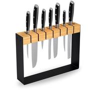 Ceppo portacoltelli senza coltelli, in legno non equipaggiato, nero, porta coltelli da cucina, per 7 coltelli e 1 affilacoltelli, nuovo modello 2025