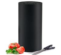 Ceppo Portacoltelli senza Coltello - Ceppo Portacoltelli non Attrezzato - Ceppo per Coltelli Nero con Lamelle Flessibili - Porta Coltelli da Cucina con Cassetto Portacoltelli