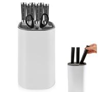 Ceppo portacoltelli senza coltello, universale, colore bianco, organizer per coltelli da cucina per tutti i tipi di coltelli, moderno portacoltelli quadrato non equipaggiato